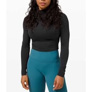 Lululemon All Aligned Mock Neck Long Sleeve Top Black 8